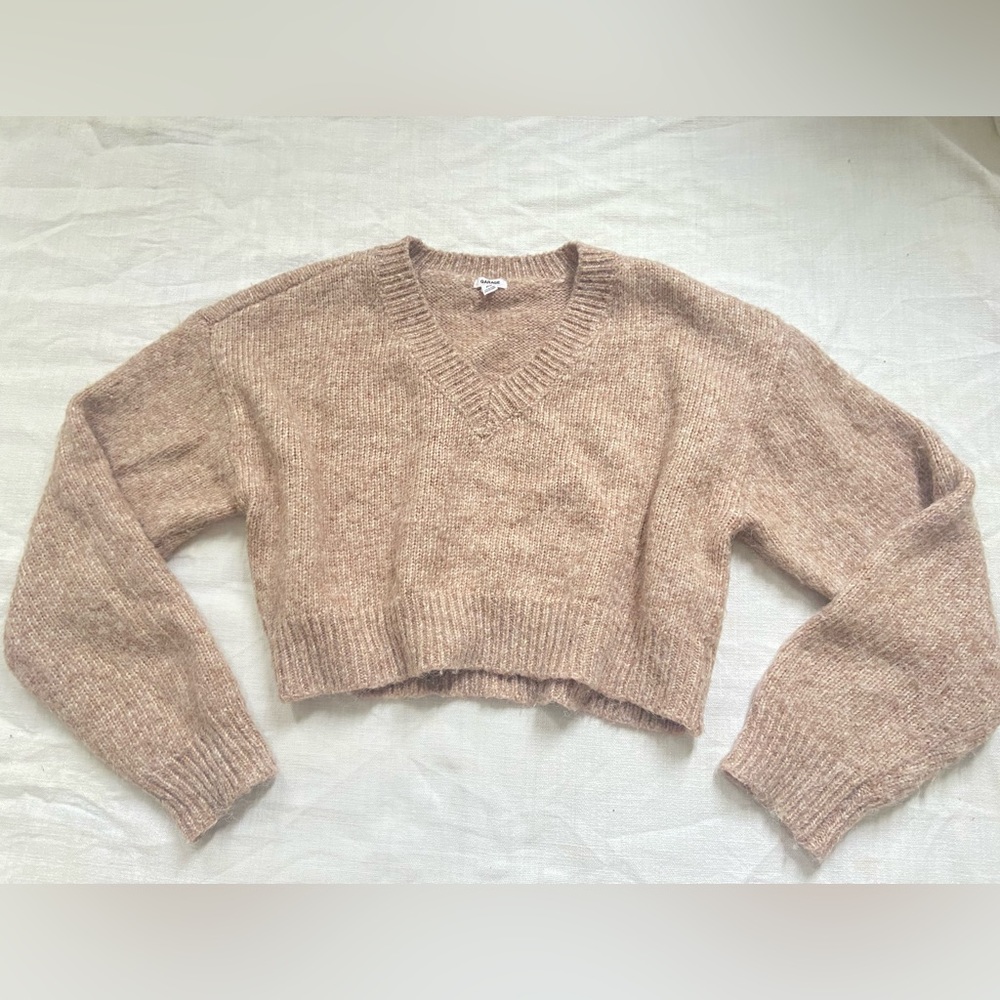 Garage Cozy Light Brown Cropped Sweater